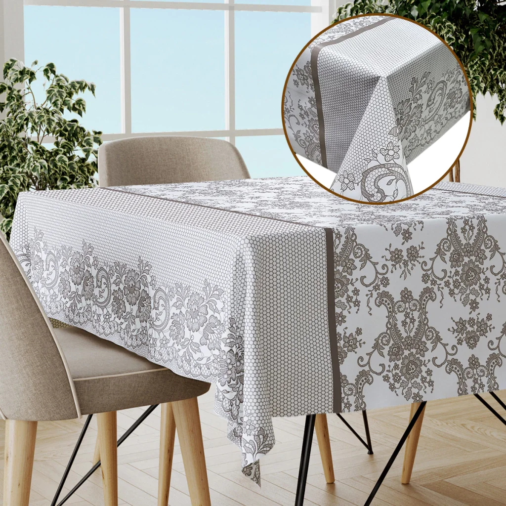 Ver imagem 1 de Toalha Mesa Plástica Térmica Renda Flor Mr 2 Lugares 1,00