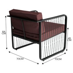Conjunto 2 Poltronas para Área Externa Santiago em Alumínio e Fibra Sintética Acesse Móveis - 2