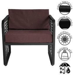 Conjunto 2 Poltronas para Área Externa Santiago em Alumínio e Fibra Sintética Acesse Móveis - 3