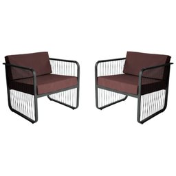Conjunto 2 Poltronas para Área Externa Santiago em Alumínio e Fibra Sintética Acesse Móveis - 1