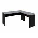 Ver imagem 2 de Mesa Escrivaninha 150cm em L Tampo 30mm Pés Painel F5 Office Cor:Cinza Sagrado com Preto