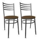 Ver imagem 1 de Kit Conjunto 2 Cadeiras para Cozinha Mesa Jantar Bar Lanchonete Restaurante Preta Estofado Marrom