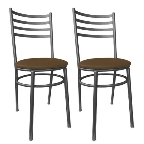 Kit Conjunto 2 Cadeiras para Cozinha Mesa Jantar Bar Lanchonete Restaurante Preta Estofado Marrom