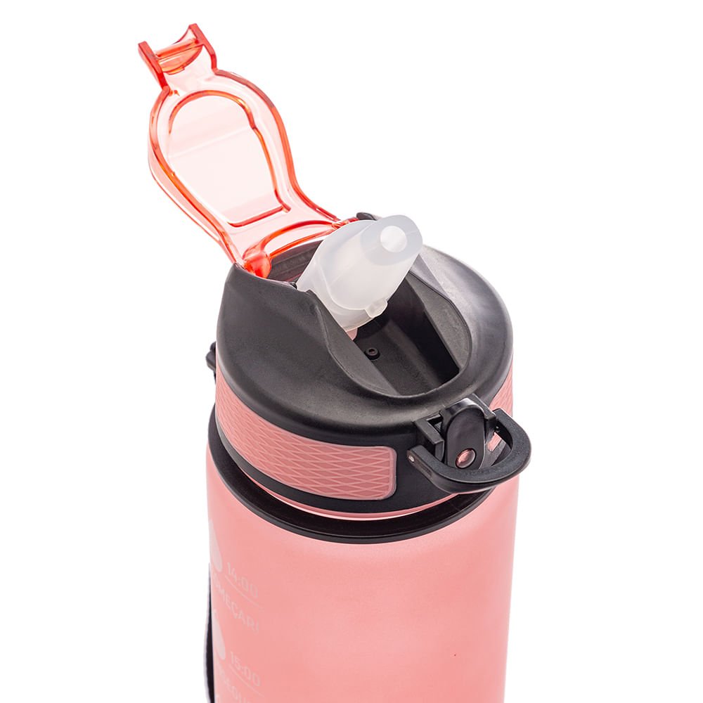 Garrafa Squeeze 1L para água de plástico com marcadores rosa - 3