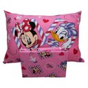 Ver imagem 1 de Jogo de Cama Portallar Solteiro Joy Malha Mista Estampado Disney Minnie e Margarida 2 Peças Rosa