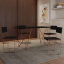 Ver imagem 1 de Mesa Jantar Industrial Trama 1,40x0,80m Preta com 4 Cadeiras Estofadas Vitória Cobre e Preta Marrom