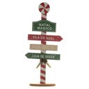 Ver imagem 1 de Placa Decorativa Vila do Noel Mdf Verde, Vermelha e Branca 21cm | Formosinha