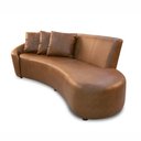 Ver mais imagens de Sofá Sala de Estar Living Design Moderno 270cm com Almofadas Trinity Couro Brilhante Conhaque G93 -