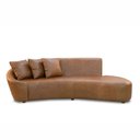 Ver imagem 2 de Sofá Sala de Estar Living Design Moderno 270cm com Almofadas Trinity Couro Brilhante Conhaque G93 -
