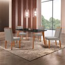 Ver imagem 1 de Conjunto Sala de Jantar Mesa Paris Madeira Maciça 140x80cm Tampo Retângular Vidro Preto com 4 Cadeir