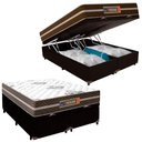 Ver imagem 1 de Cama Box Baú Casal Bipartido Sintético + Colchão Molas Ensacadas Texas Prime Colchões