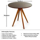 Ver imagem 2 de Mesa de Jantar Redonda Rústica 78cm em Madeira Multilaminada - Castanho
