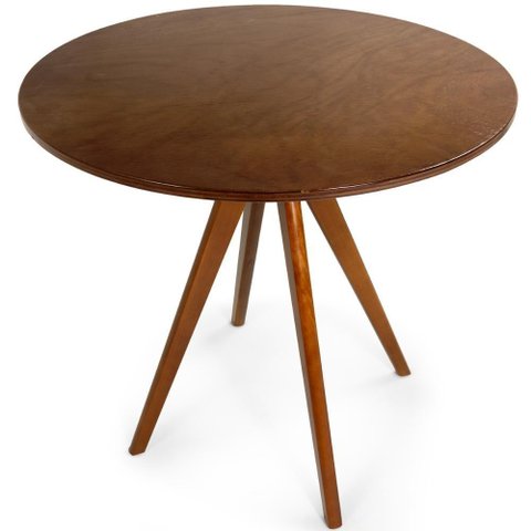 Mesa de Jantar Redonda Rústica 78cm em Madeira Multilaminada - Castanho