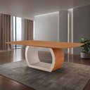Ver imagem 2 de Mesa para Sala de Jantar Ellis 220cm Madeira Tampo Barril Laminado Moderna Mobília