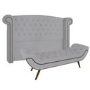Ver imagem 1 de Kit Cabeceira Estofada Box King Valencia e Recamier Veneza 195 Cm Tca 940 - Veludo Cinza