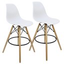 Ver imagem 1 de Kit 2 Banquetas Charles Eames Eiffel Wood Design Base Fixa Madeira - Branca