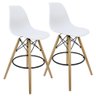 Kit 2 Banquetas Charles Eames Eiffel Wood Design Base Fixa Madeira - Branca - 1