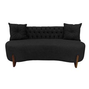 Sofá 3 Lugares Orgânico Curvo Tókio 180cm Couro Preto