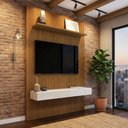 Ver imagem 4 de Painel para Tv até 55 Polegadas Ripado Impressão 3d Egeo com Nicho 1,35m Cedro Off White Edn