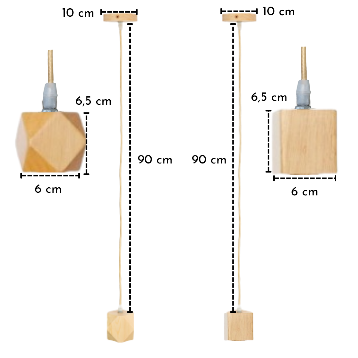 Lustre Pendente Com Tampa Canopla Rústico Em Madeira De 1M Com Fio PP E Bocal Soquete Bivolt Para De - 2