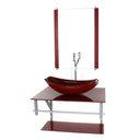 Ver imagem 2 de GABINETE DE VIDRO PARA BANHEIRO 60CM AC CUBA OVAL CHANFRADA VERMELHO CEREJA FULL
