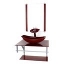 Ver imagem 1 de GABINETE DE VIDRO PARA BANHEIRO 60CM AC CUBA OVAL CHANFRADA VERMELHO CEREJA FULL