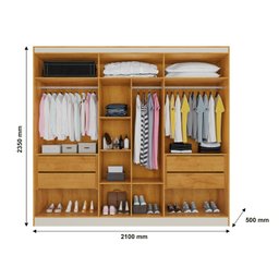 Guarda Roupa Oxford 6 Portas 4 Ripadas 4 Gavetas Mdf - Mademarcs - 4