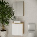 Ver imagem 1 de Conjunto de Banheiro com Cuba 60cm x 145cm Nature Marrom/Carvalho/Branco