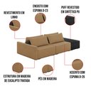 Ver imagem 3 de Sofá Ilha 2 Lugares Living 292cm Modulado para Sala Lary Linho Areia/pu Pto K01 - D'rossi