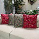 Ver imagem 1 de Kit 4 Capas de Almofada Jacquard Luxo Enfeites Natalinos e Arabesco Verde 45x45cm