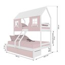 Ver imagem 3 de Beliche Casal/ Solteiro Casinha Encantada com 02 Gavetas Madeira Maciça Rosa/ Branco Megamobilia
