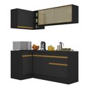 Ver imagem 1 de Armário de Cozinha Compacta de Canto com Rodapé Veneza Multimóveis V2091 Preto/Dourado