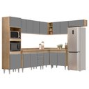 Ver imagem 2 de Armário de Cozinha Modulada de Canto 8 Peças CP02 Balcão com Tampo Castanho/Cinza - Lumil Lumil Móve