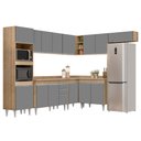 Ver imagem 1 de Armário de Cozinha Modulada de Canto 8 Peças CP02 Balcão com Tampo Castanho/Cinza - Lumil Lumil Móve