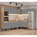 Ver imagem 1 de Armário de Cozinha Modulada de Canto 8 Peças CP02 Balcão com Tampo Castanho/Cinza - Lumil Lumil Móve