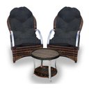 Ver imagem 1 de Conjunto de Poltronas Fibra Sintética Pequim Alumínio - 2 Poltronas + 1 Mesa Centro - Tecido Duna Pr