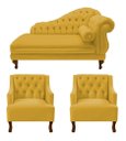 Ver imagem 1 de Divã Larissa 185 cm e 2 Poltronas Genesis Suede Amarelo