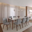 Ver imagem 1 de Conjunto de Jantar Mesa c/Vidro Donatella 8 Cadeiras Kalina - Cinza