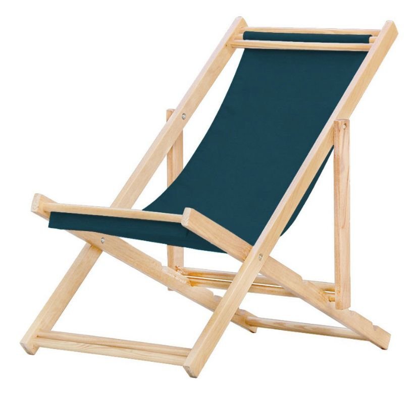 Cadeira Espreguiçadeira Preguiçosa Dobrável Madeira Maciça com Tecido Azul Marinho - 2