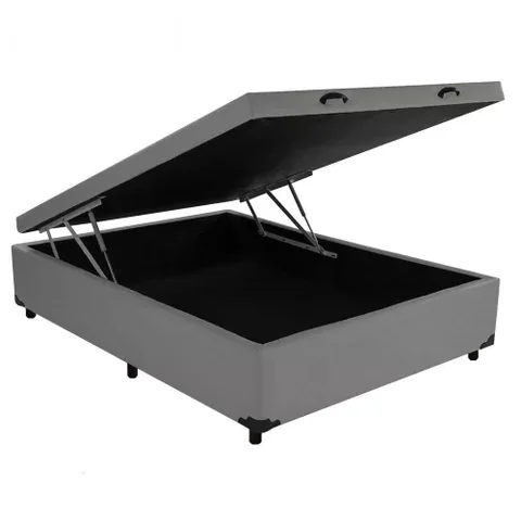 Cama Box Baú Viúvao Sintético Cinza Com 128cm de Largura