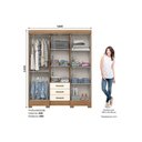 Ver imagem 2 de Guarda Roupa Casal 6 Portas (1 C- Espelho) e 3 Gavetas Briz B23 Branco - Henn
