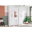 Ver imagem 1 de Guarda Roupa Casal 6 Portas (1 C- Espelho) e 3 Gavetas Briz B23 Branco - Henn