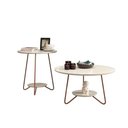 Ver imagem 4 de Jogo de Mesa Centro e Lateral Lótus Prime Redondo MDF Ferro Off White EJ Móveis