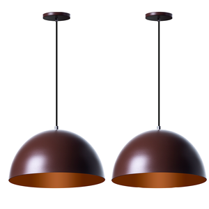 Kit 2 Lustres Pendentes Interno Balcão Jantar Meia Lua 30 Cm Cor: Marrom