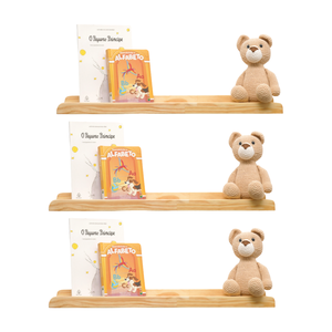 Kit 3 Prateleiras de Madeira Infantil para Livros – Theo