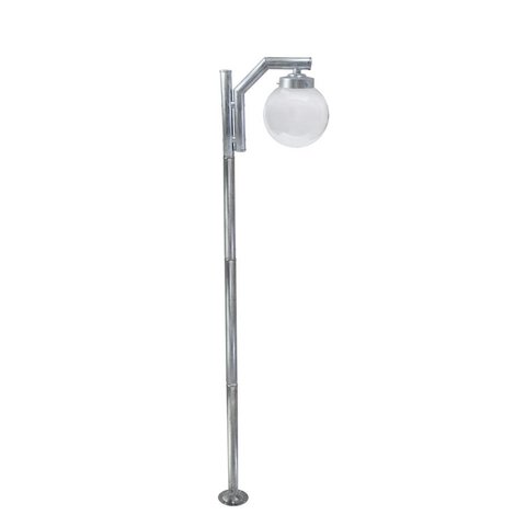 Poste de Jardim P23/1 com Globo de Vidro Transparente 15x28 2,16m em Aço Fosfatizado Prata Velha