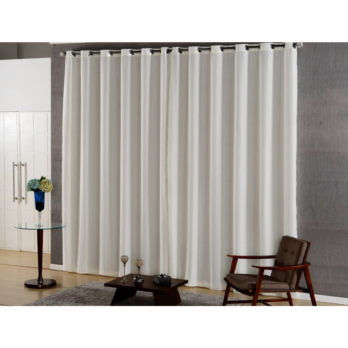 cortina sala quarto em tecido microfibra palha 3,00x2,20 - 1