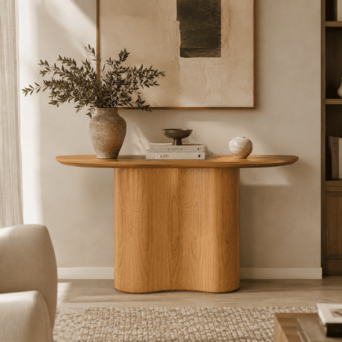 Aparador Aracaju 140cm c/ Laminado Madeira Natural Luxo Hall