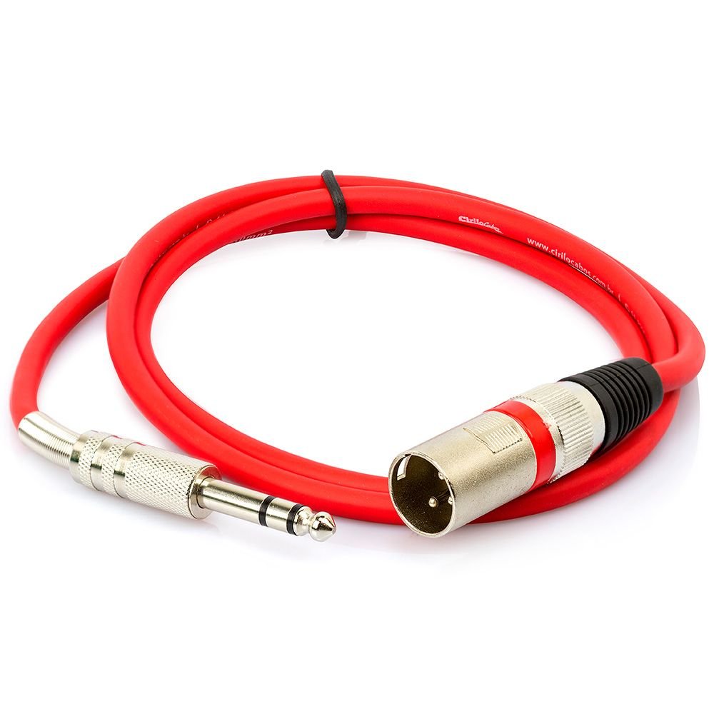 Cabo P10 para Xlr Macho Vermelho Estereo - 35 Metros