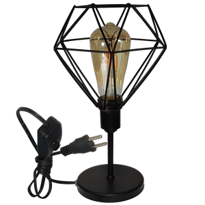 Luminária Mesa Abajur Mini Aramado Diamante Preto P/decorar